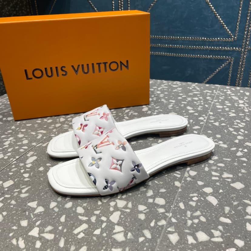 Louis Vuitton Women's Revival Flat Mule White For Women LV 1AAORE