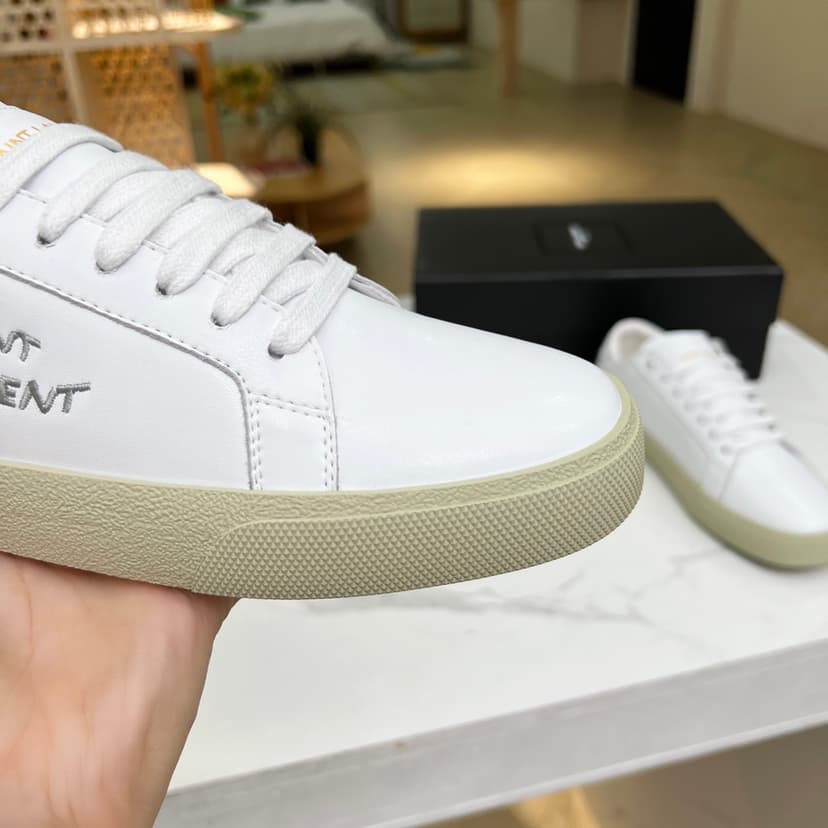 Saint Laurent Women's Court Classic Sl/06 Embroidered Sneakers White For Women YSL