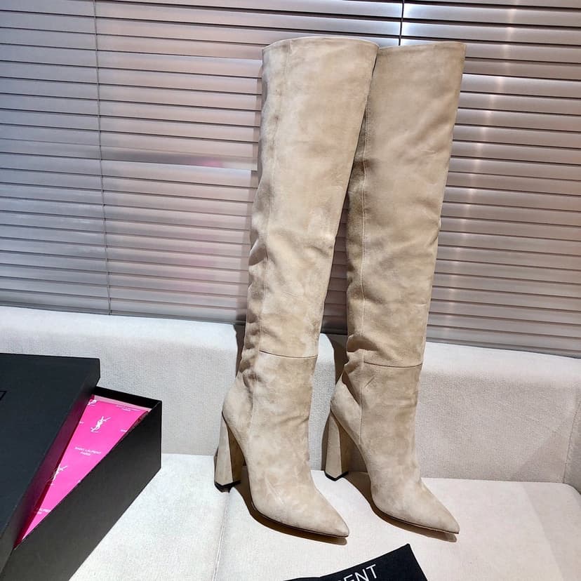 Saint Laurent Women's High Boots Beige For Women YSL