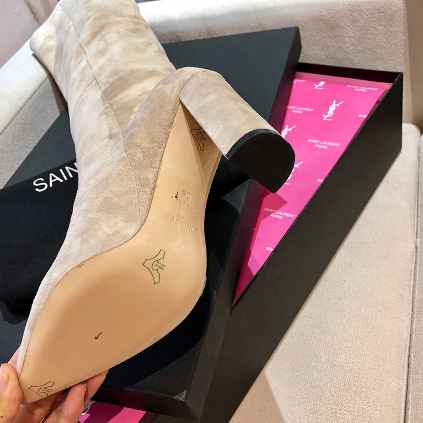 Saint Laurent Women's High Boots Beige For Women YSL