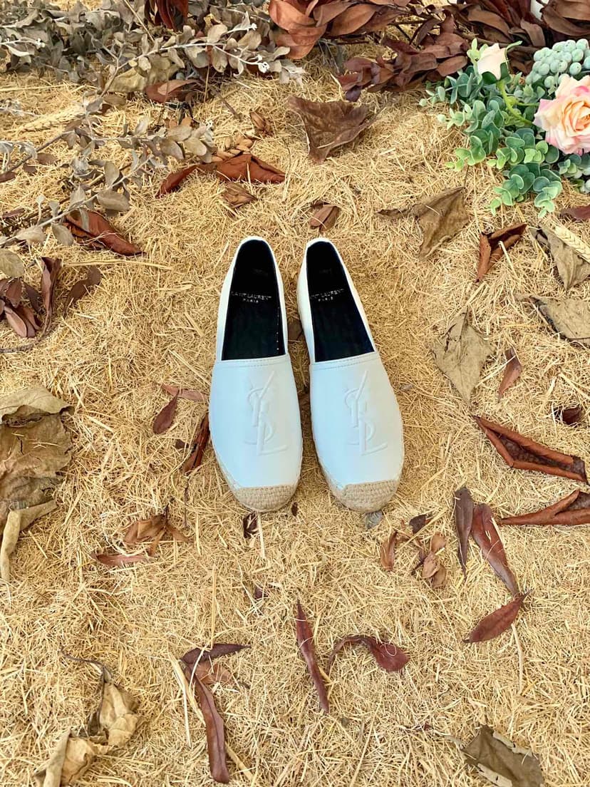 Saint Laurent Women's Ysl Embroidered Espadrilles White For Women YSL 4848900NO609030