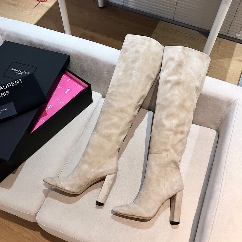 Saint Laurent Women's High Boots Beige For Women YSL