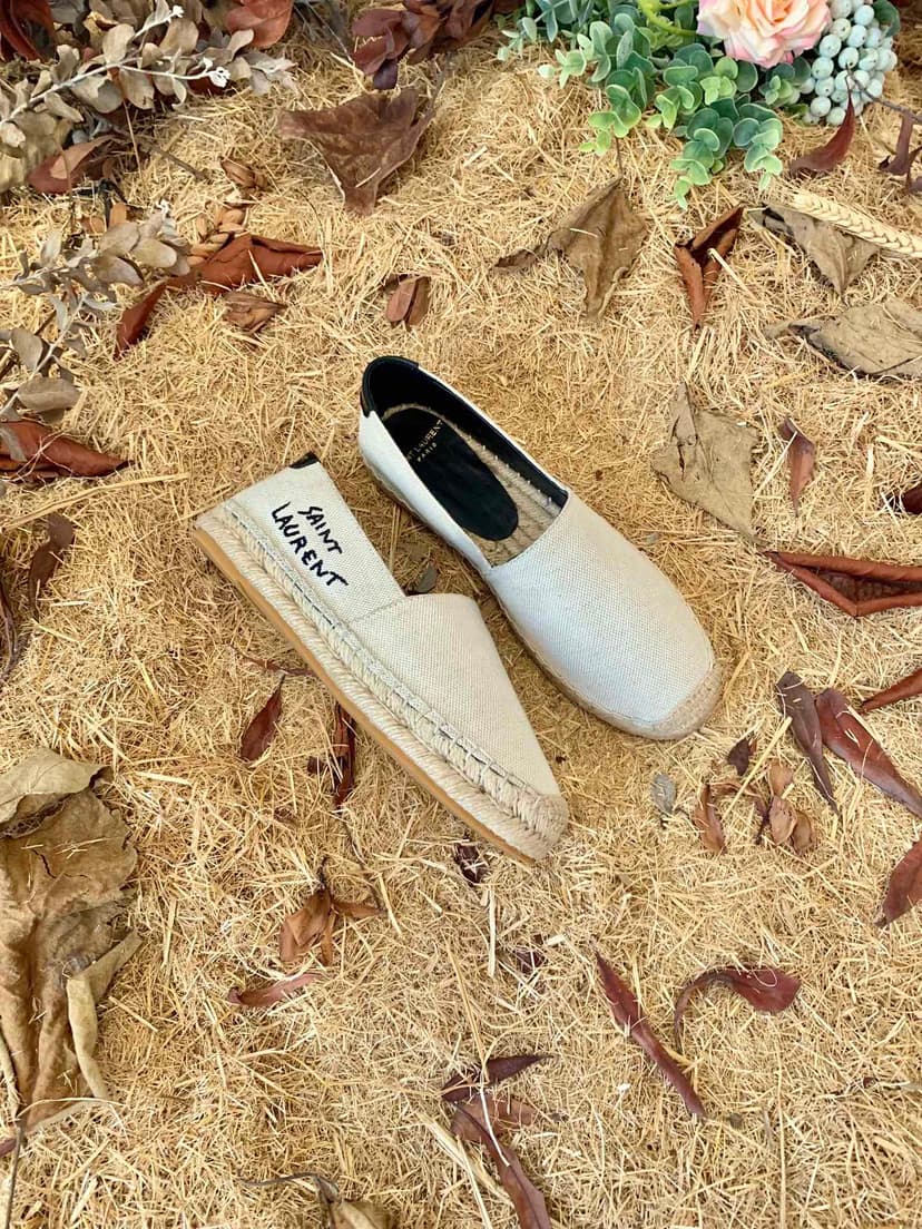 Saint Laurent Women's Saint Laurent Embroidered Espadrilles White For Women YSL