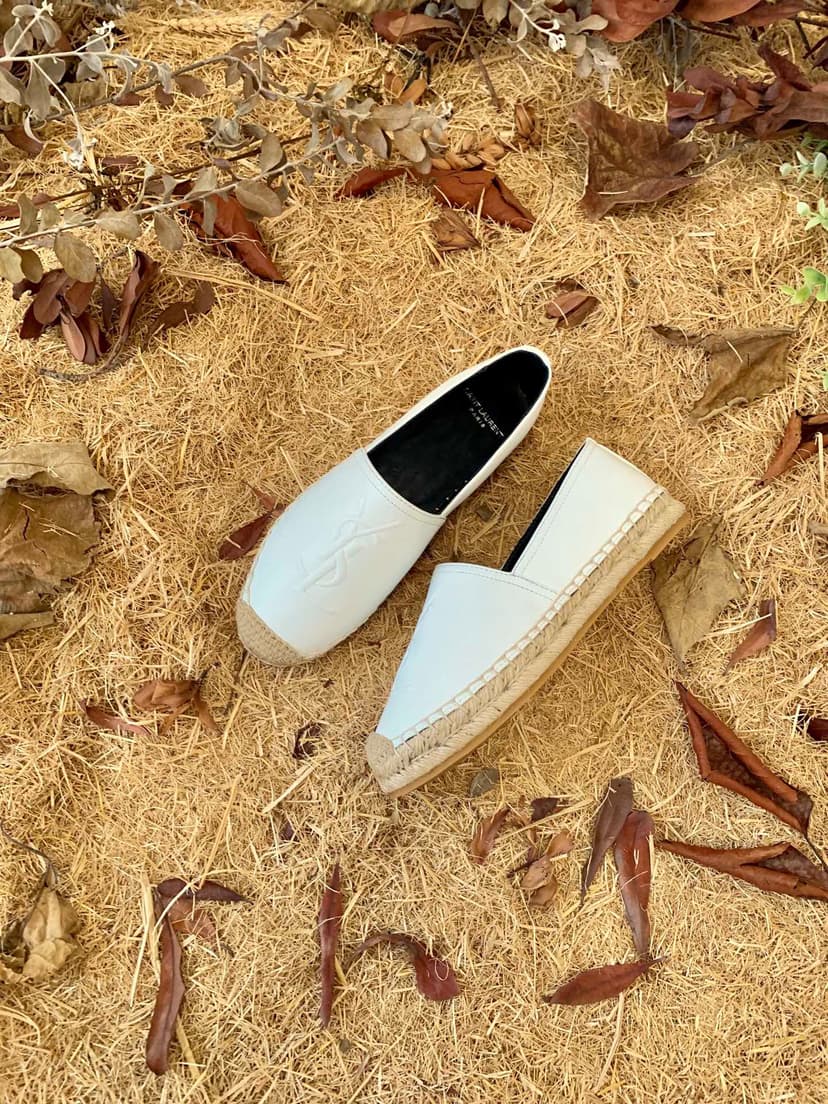 Saint Laurent Women's Ysl Embroidered Espadrilles White For Women YSL 4848900NO609030