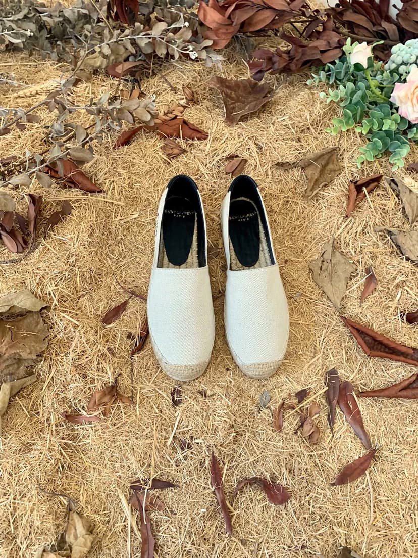 Saint Laurent Women's Saint Laurent Embroidered Espadrilles White For Women YSL