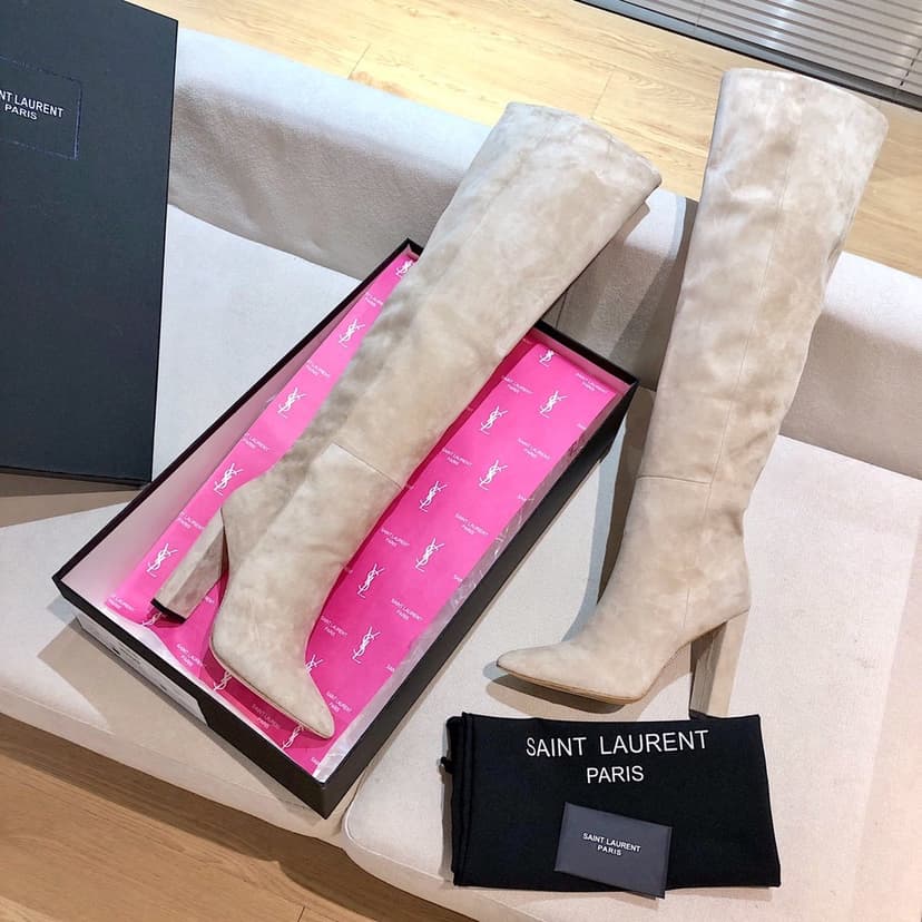 Saint Laurent Women's High Boots Beige For Women YSL