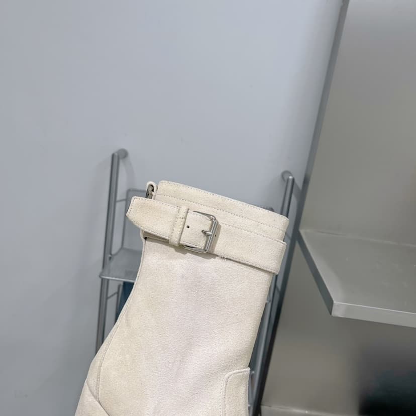 Saint Laurent Women's Cherry Buckle Platform Booties White For Women YSL