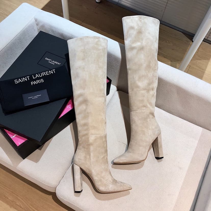 Saint Laurent Women's High Boots Beige For Women YSL