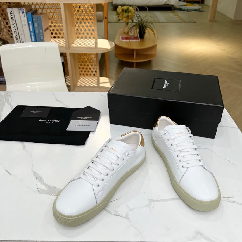 Saint Laurent Women's Court Classic Sl/06 Embroidered Sneakers Yellow For Women YSL