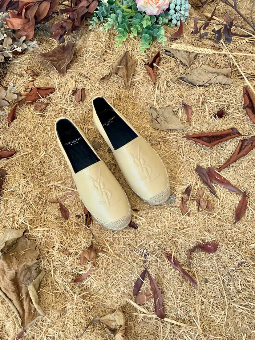 Saint Laurent Women's Ysl Embroidered Espadrilles Yellow For Women YSL