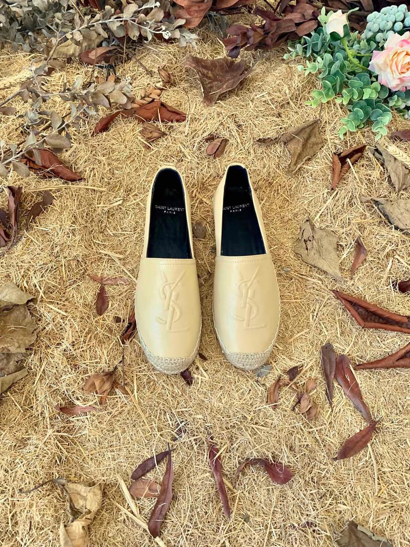 Saint Laurent Women's Ysl Embroidered Espadrilles Yellow For Women YSL
