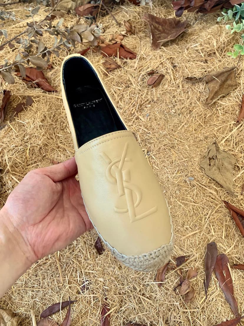 Saint Laurent Women's Ysl Embroidered Espadrilles Yellow For Women YSL