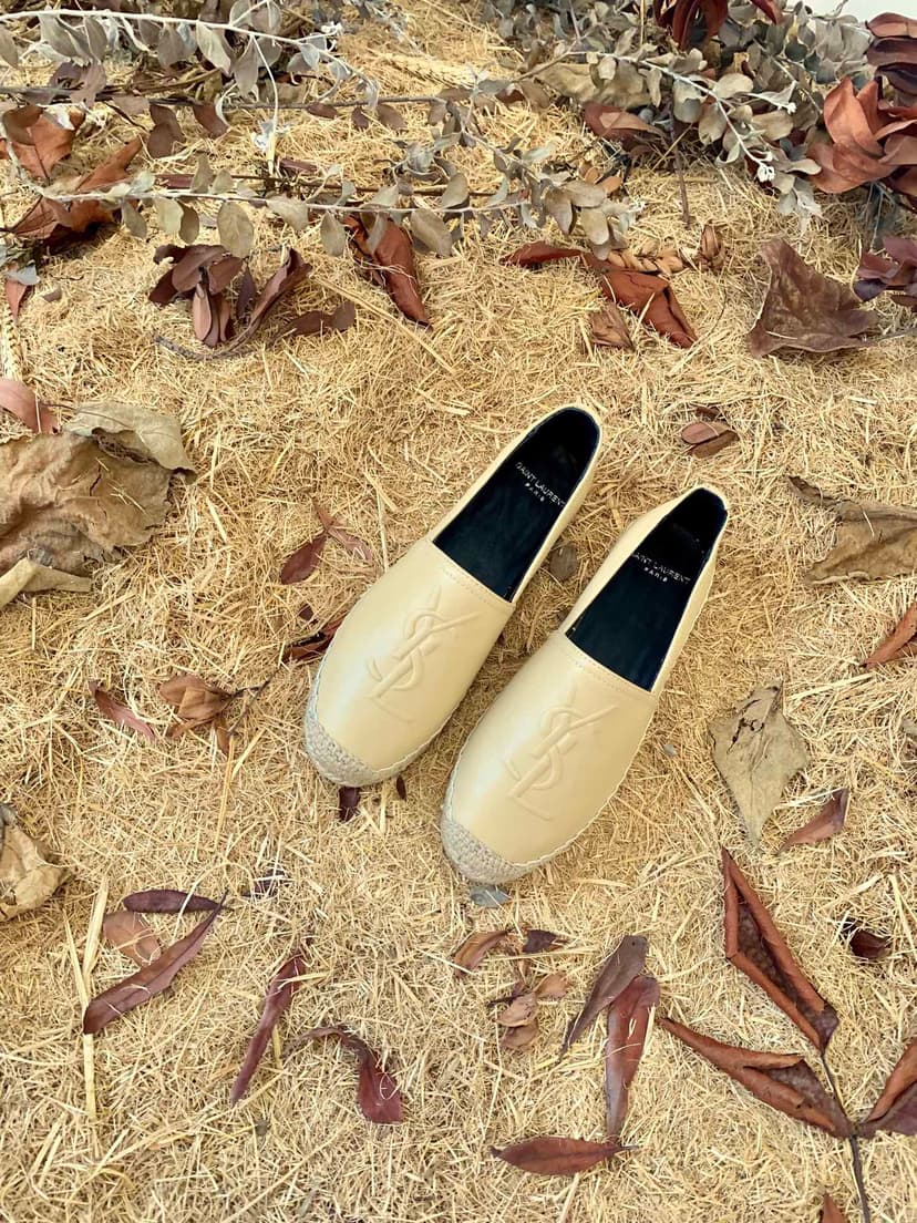 Saint Laurent Women's Ysl Embroidered Espadrilles Yellow For Women YSL