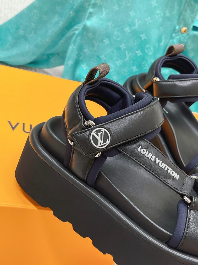 Louis Vuitton Women's Pool Pillow Flatform Comfort Sandal Blue For Women LV 1AACHL