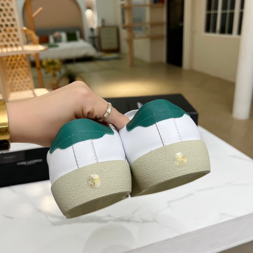 Saint Laurent Women's Court Classic Sl/06 Embroidered Sneakers Green For Women YSL
