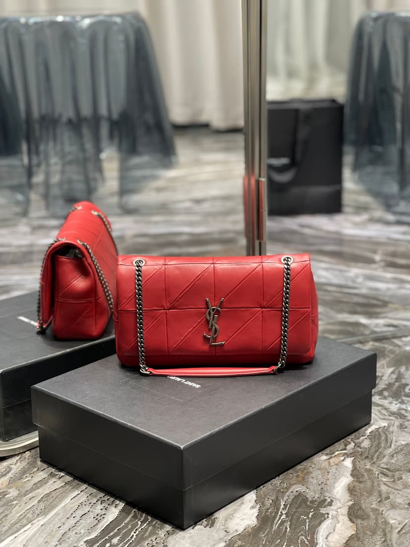 [True-to-ORIGINAL] Saint Laurent Jamie Medium Chain Bag Red For Women 9.8in/25cm