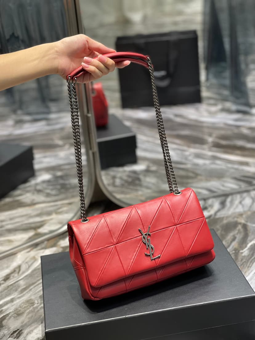 [True-to-ORIGINAL] Saint Laurent Jamie Medium Chain Bag Red For Women 9.8in/25cm