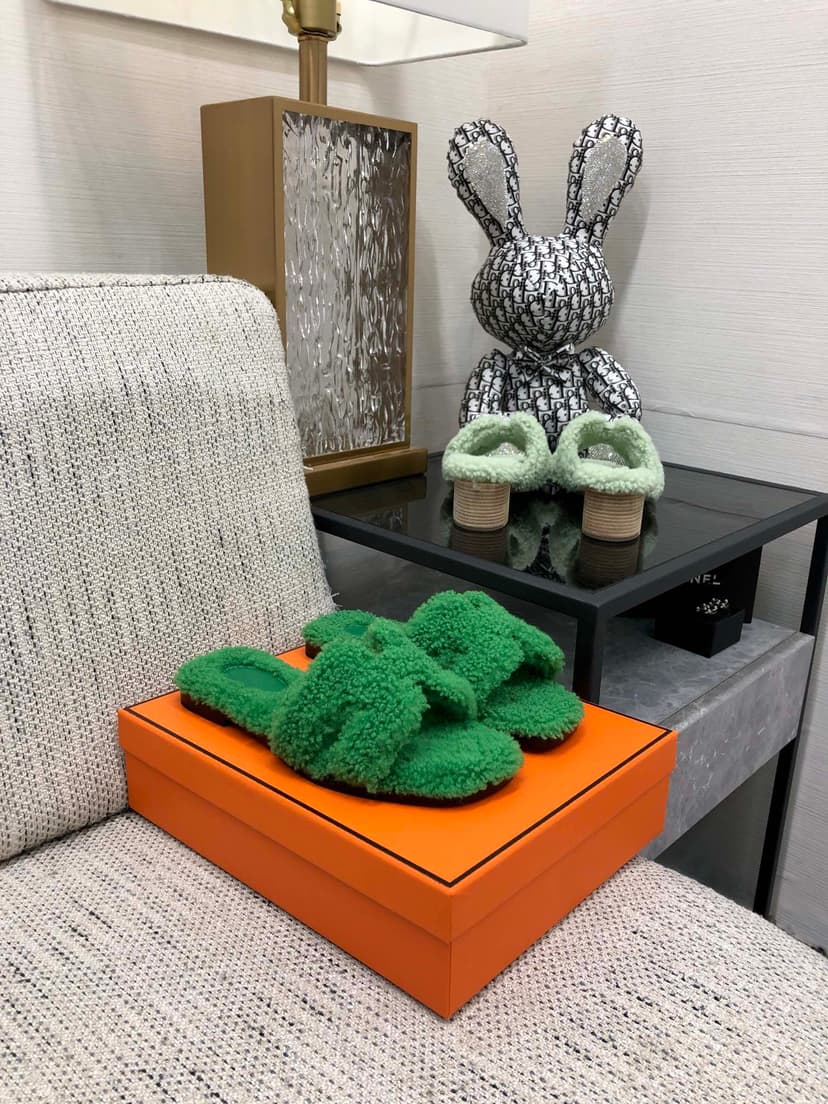 Hermes Oran Sandal Green For Women