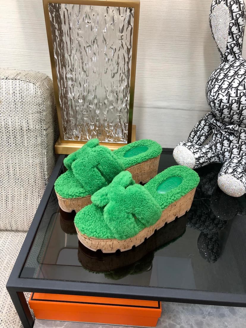 Hermes Figari Sandal Green For Women