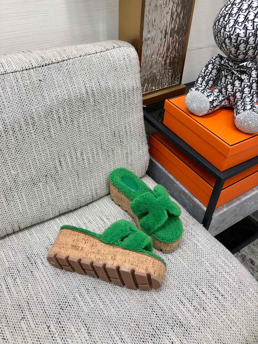 Hermes Figari Sandal Green For Women