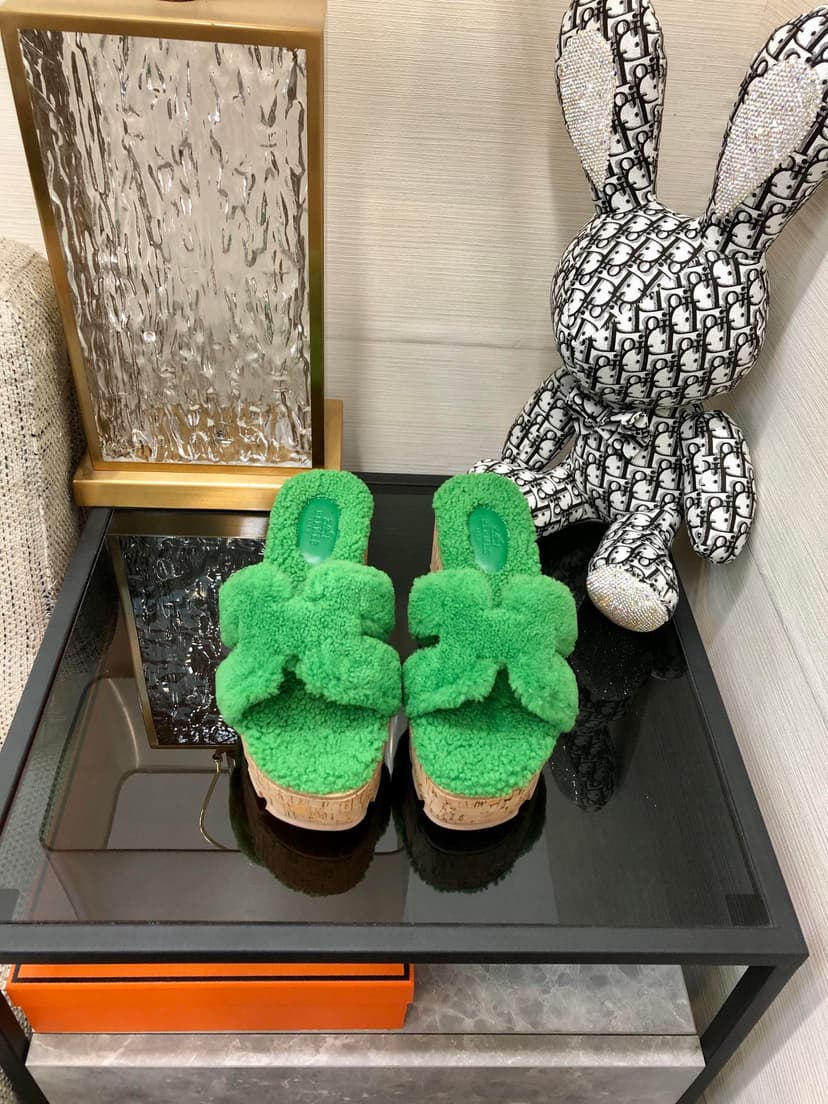 Hermes Figari Sandal Green For Women