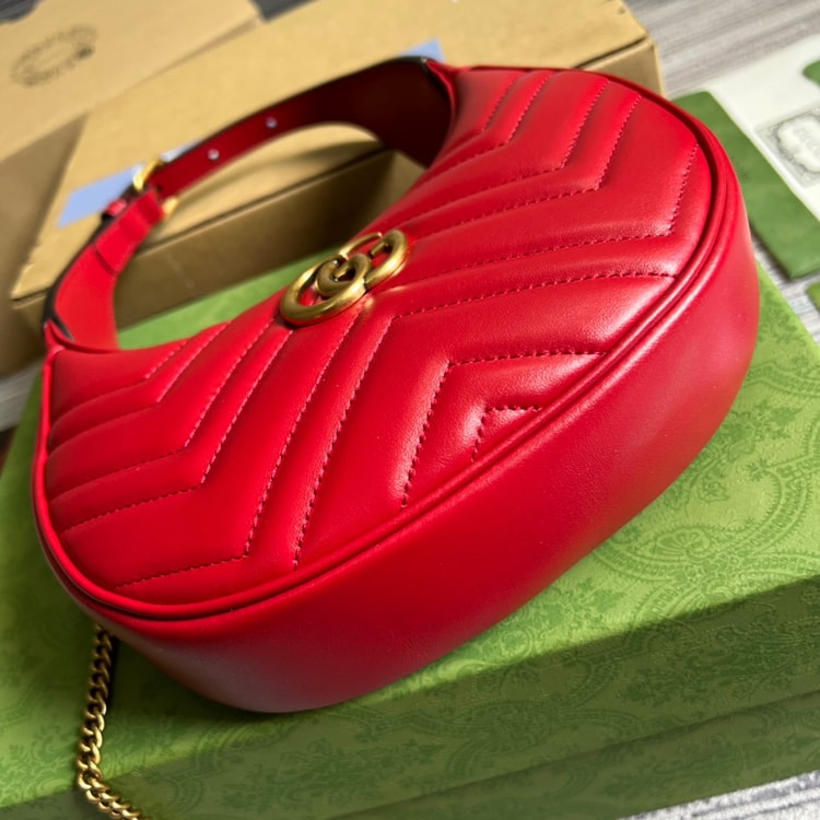 Gucci Marmont Half Moon Shaped Mini Bag Red
