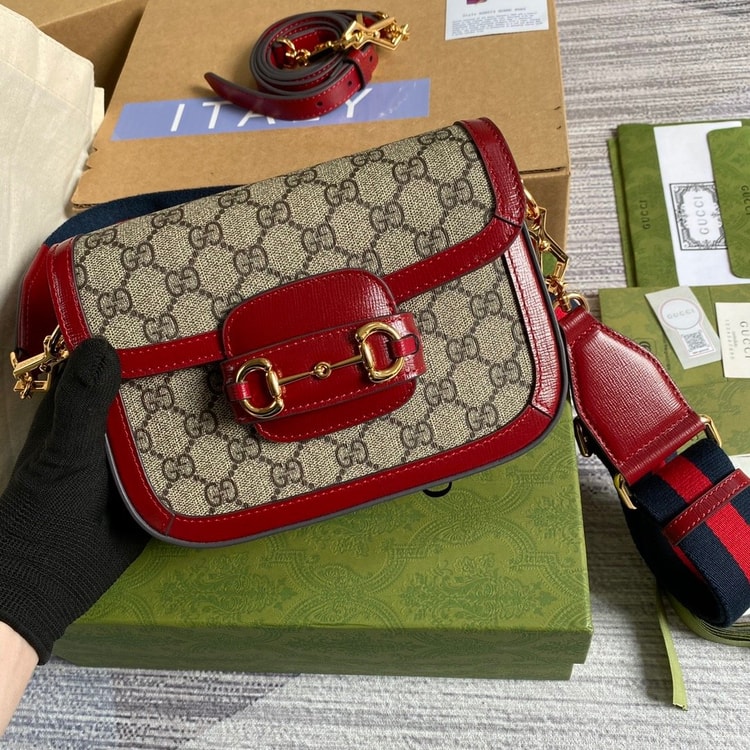 Gucci Horsebit 1955 GG Mini Bag Red