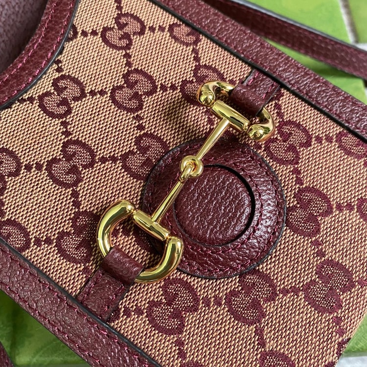 Gucci Horsebit 1955 Mini Bag Beige And Burgundy 625615F6B3G9865