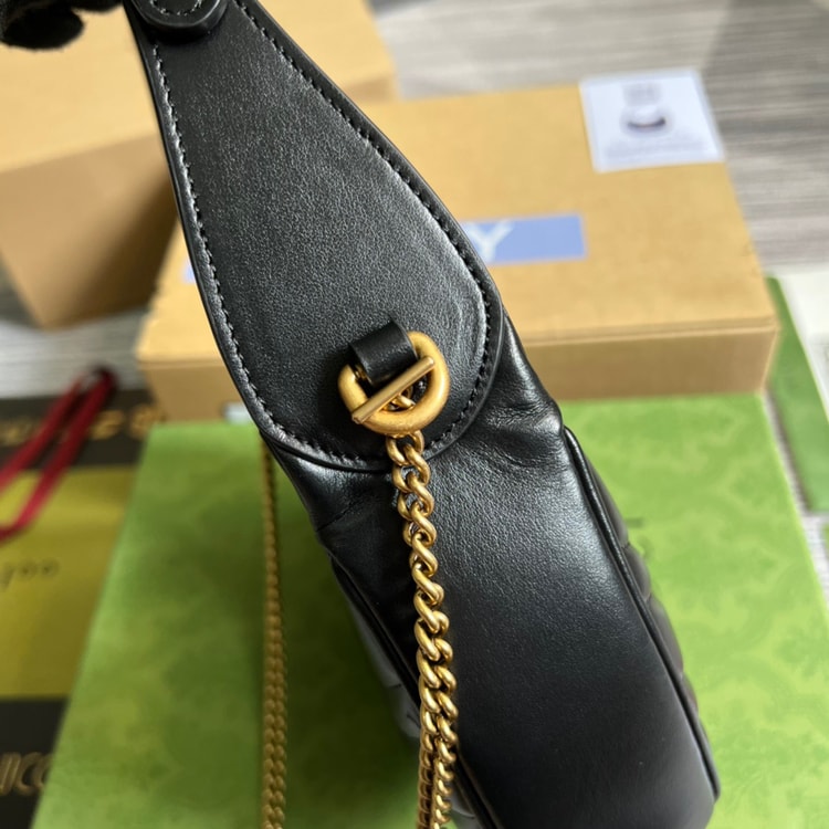 Gucci Marmont Half Moon Shaped Mini Bag Black 699514 DTDHT 1000