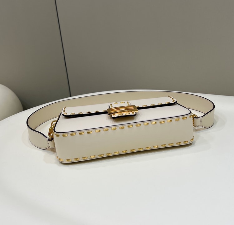 Fendi Mon Baguette Medium White Bag 8BR600AHMQF1FIR