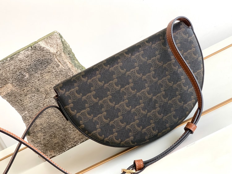 Celine Besace In Triomphe Canvas Bag Brown