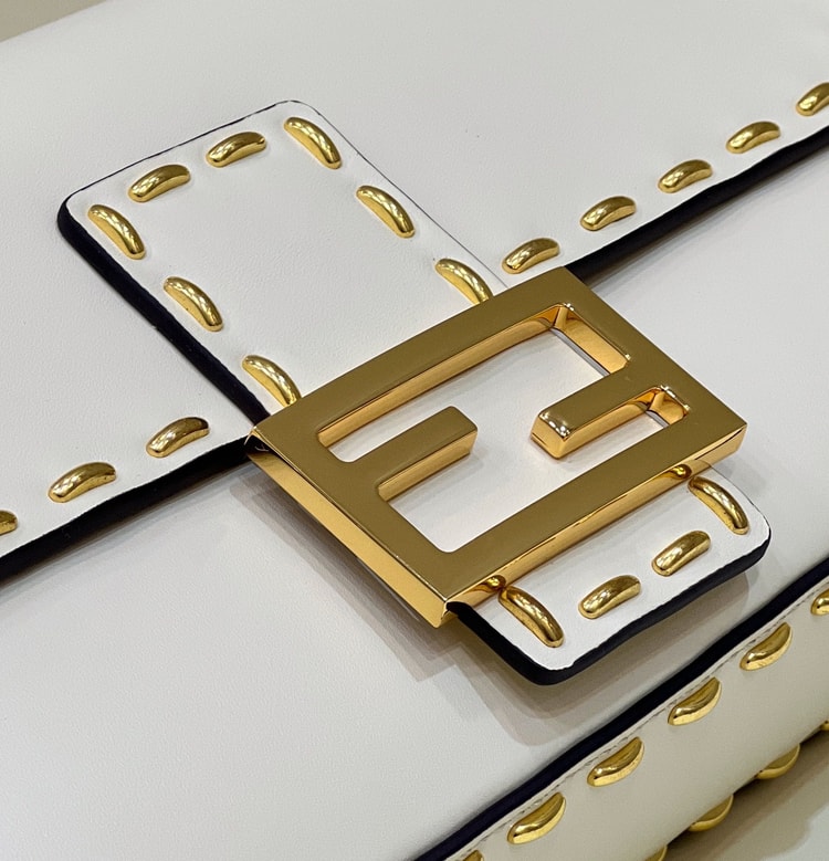 Fendi Mon Baguette Medium White Bag 8BR600AHMQF1FIR