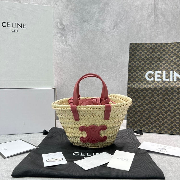 Celine Teen Triomphe Classic Pannier Tote Dark Pink