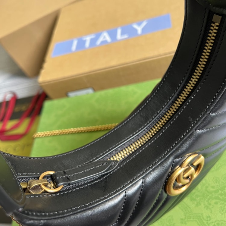 Gucci Marmont Half Moon Shaped Mini Bag Black 699514 DTDHT 1000