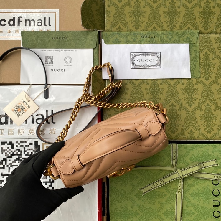 Gucci GG Marmont Mini Top Handle Bag Beige