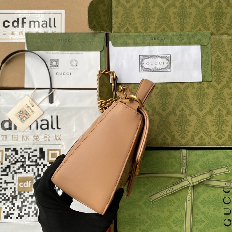 Gucci GG Marmont Mini Top Handle Bag Beige