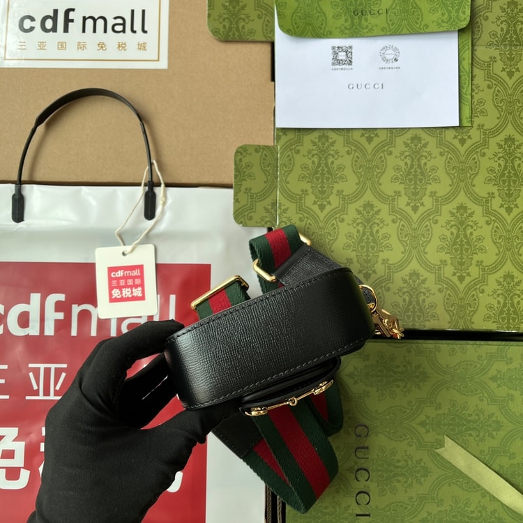 Gucci Horsebit 1955 Strap Wallet Black 699760 18YSG 1060