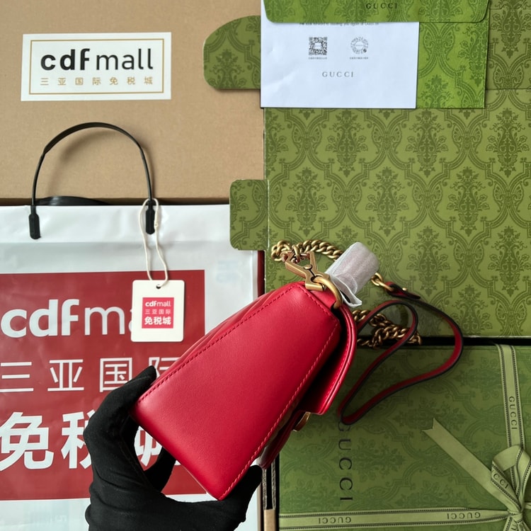 Gucci GG Marmont Mini Top Handle Bag Red