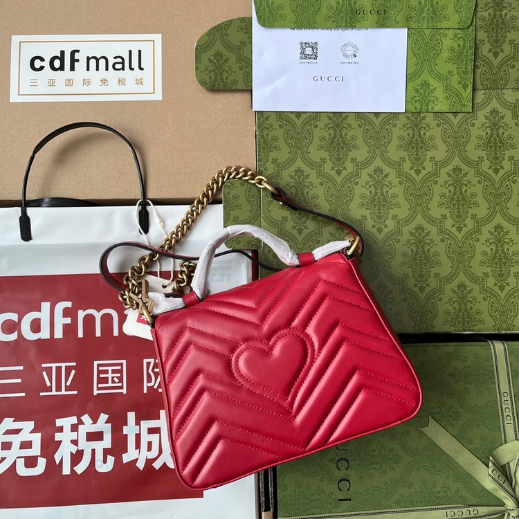 Gucci GG Marmont Mini Top Handle Bag Red