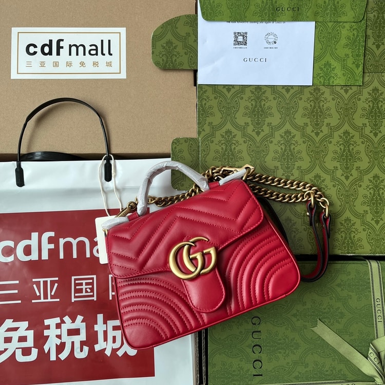 Gucci GG Marmont Mini Top Handle Bag Red