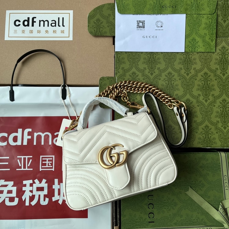 Gucci GG Marmont Mini Top Handle Bag White 547260 DTDIT 9022