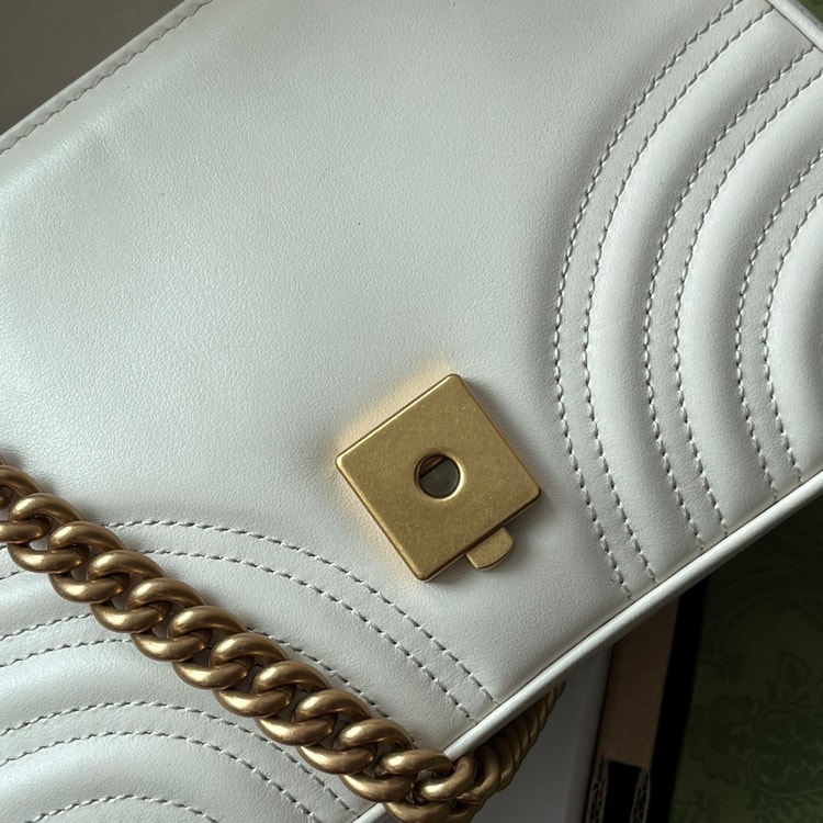 Gucci GG Marmont Mini Top Handle Bag White 547260 DTDIT 9022