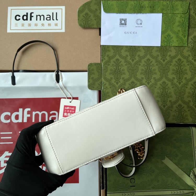 Gucci GG Marmont Mini Top Handle Bag White 547260 DTDIT 9022
