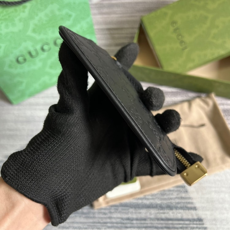 Gucci Signature Key Case Black For Women 4.7in/12cm ‎‎447964 CWC1G 1000