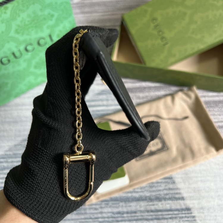 Gucci Signature Key Case Black For Women 4.7in/12cm ‎‎447964 CWC1G 1000