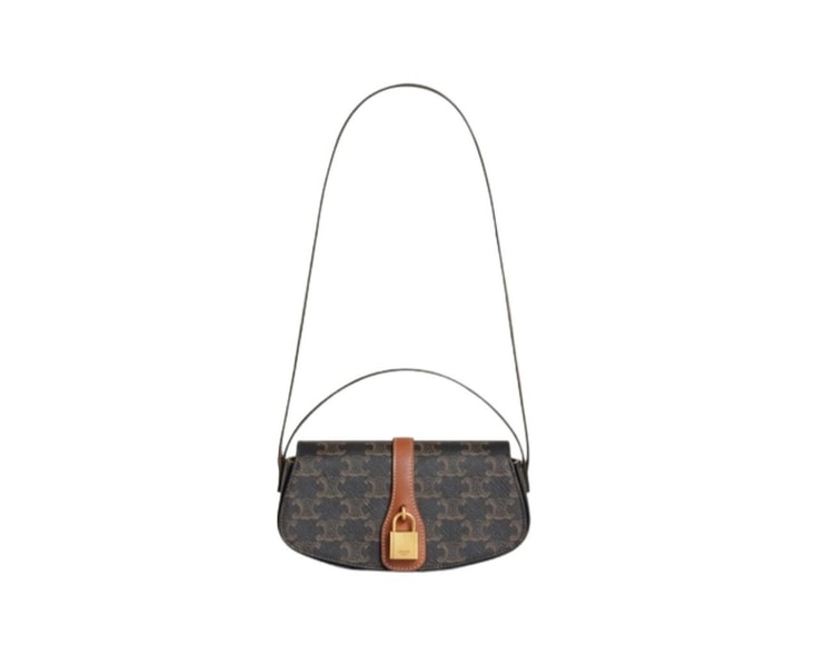Celine Clutch On Strap Tabou In Triomphe Canvas Brown For Women‎ 7in/18cm 10I592DQ2.04LU