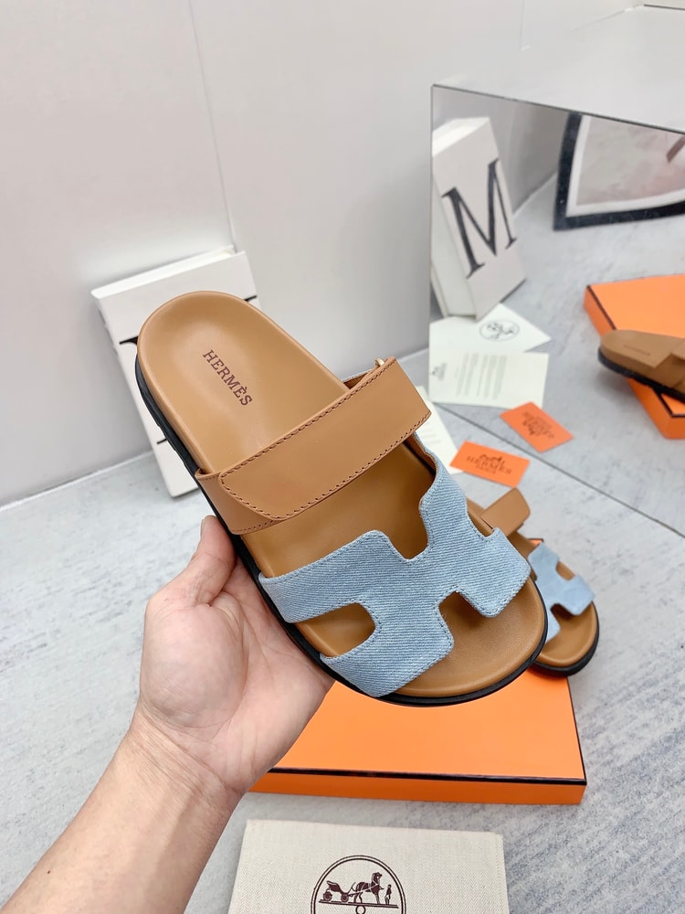 Hermes Chypre Sandal Brown/Blue For Men