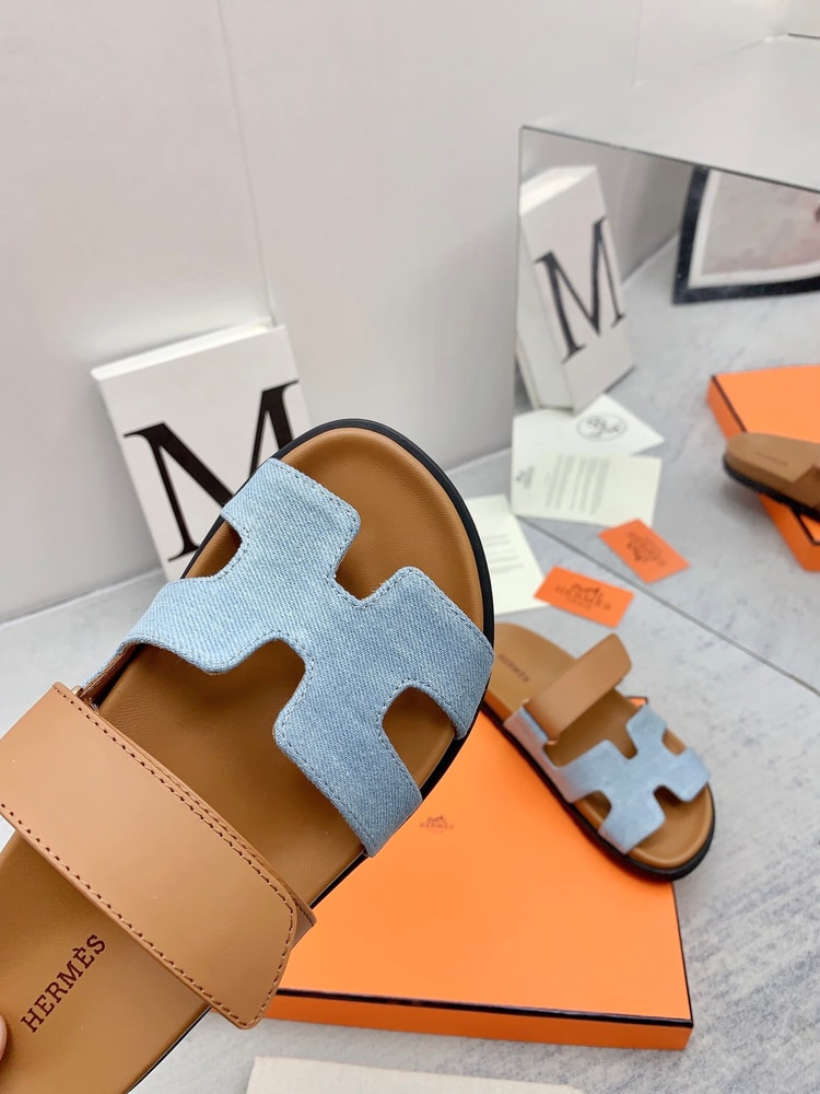 Hermes Chypre Sandal Brown/Blue For Men