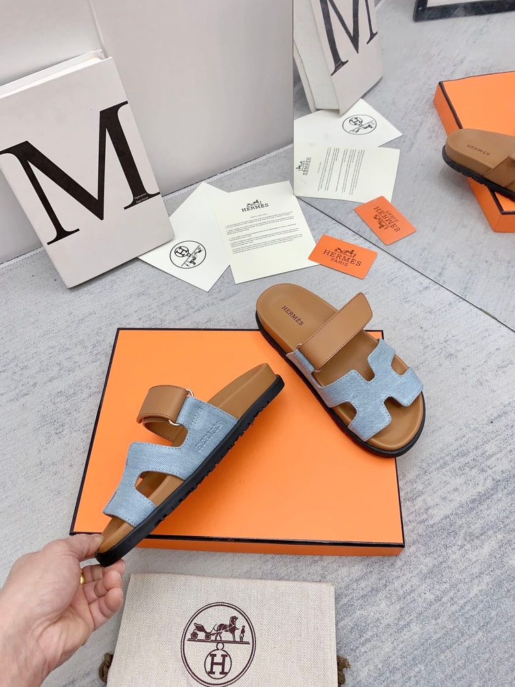 Hermes Chypre Sandal Brown/Blue For Men