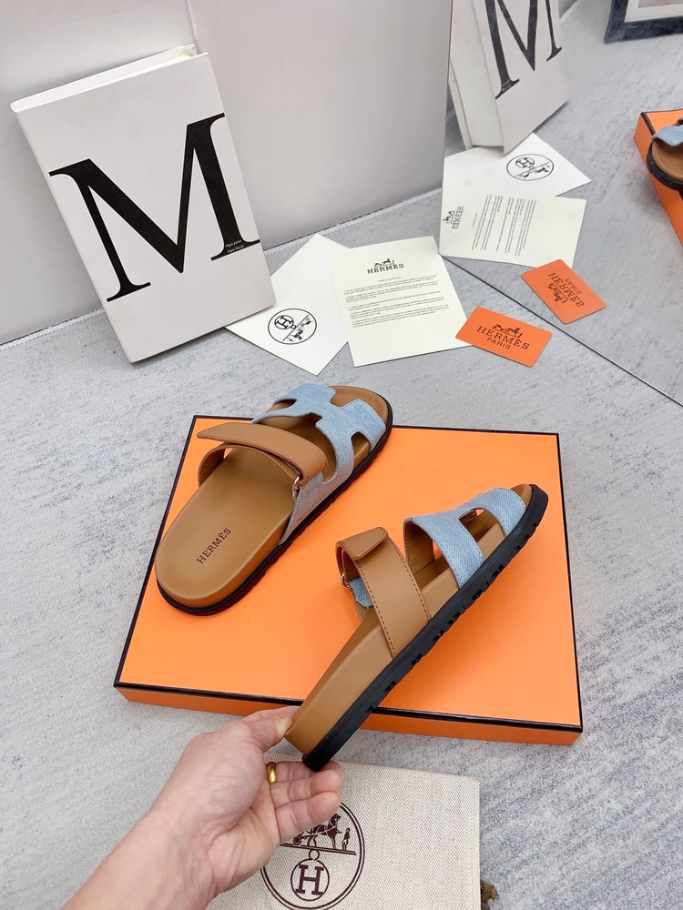 Hermes Chypre Sandal Brown/Blue For Men